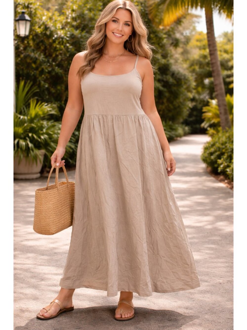 Old Navy Knit Tank Maxi dress XXL Dried Linen Cotton sleeveless summer Vacation - Picture 6 of 10